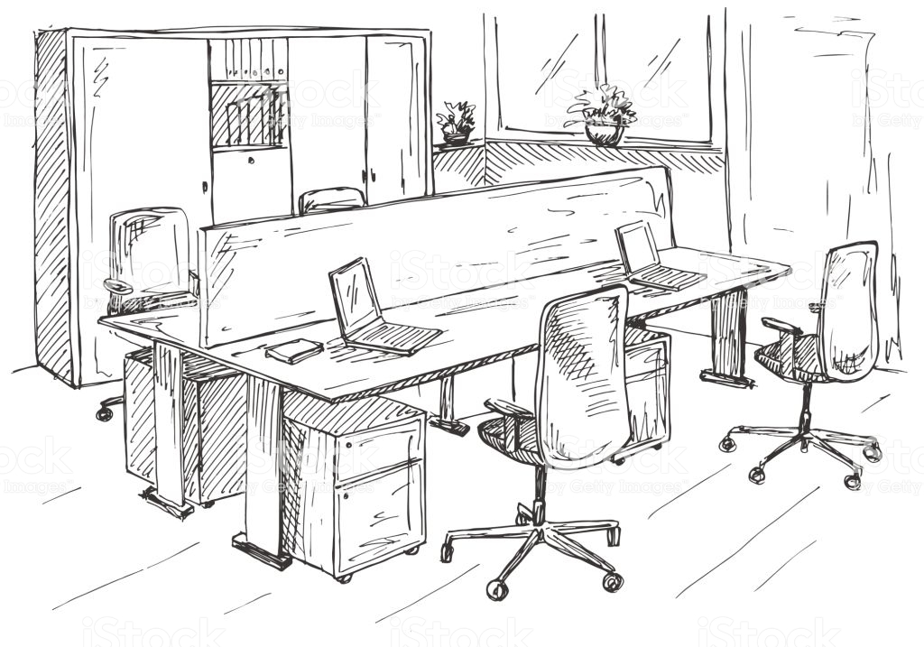 desk and chairs